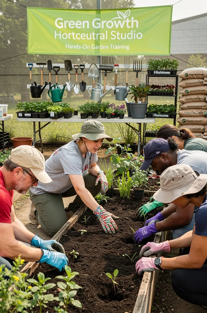 Illustration of plant growth stages in gardening.